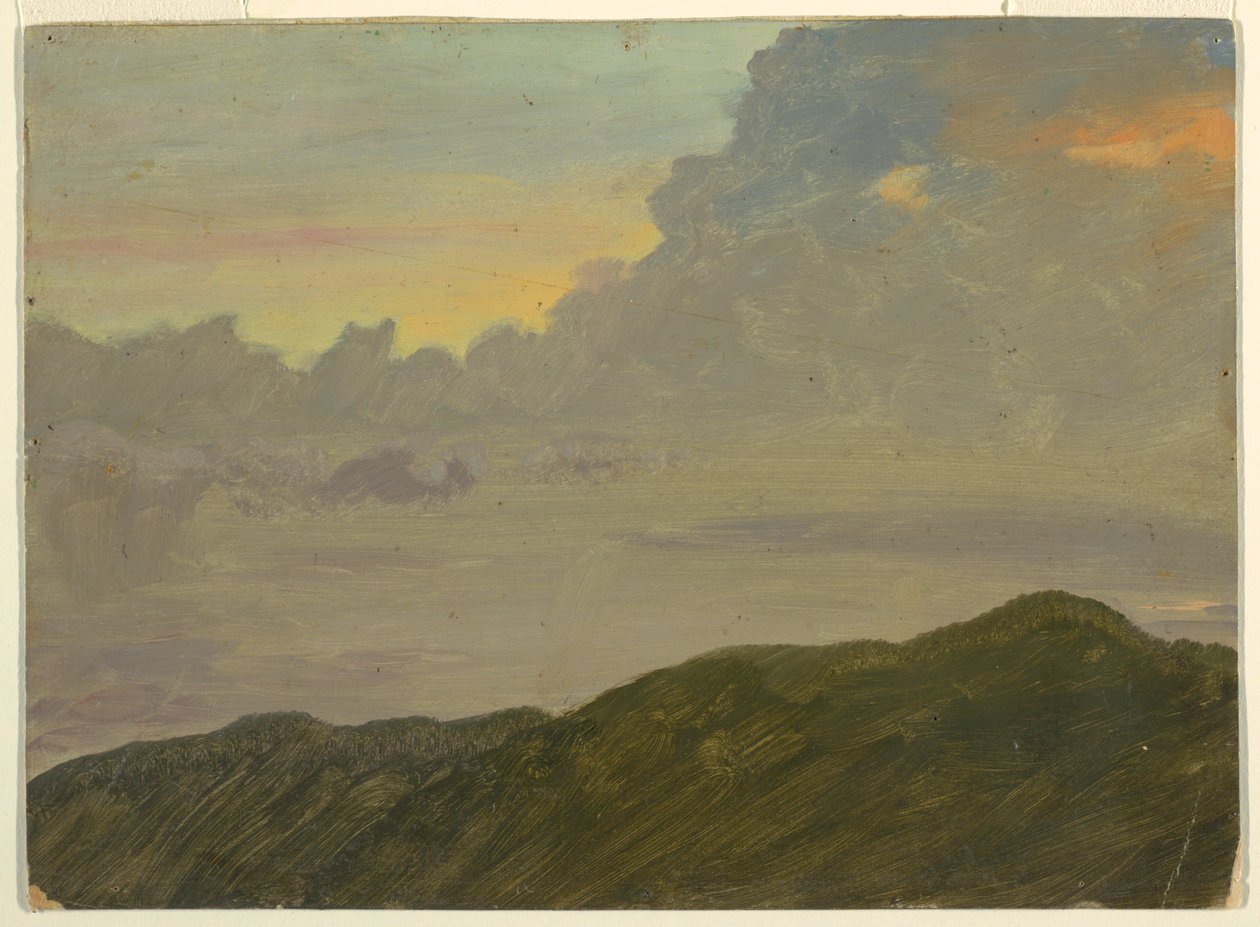 Rajz, Dombtető és felhők, 1865-66 alkotó: Frederic Edwin Church