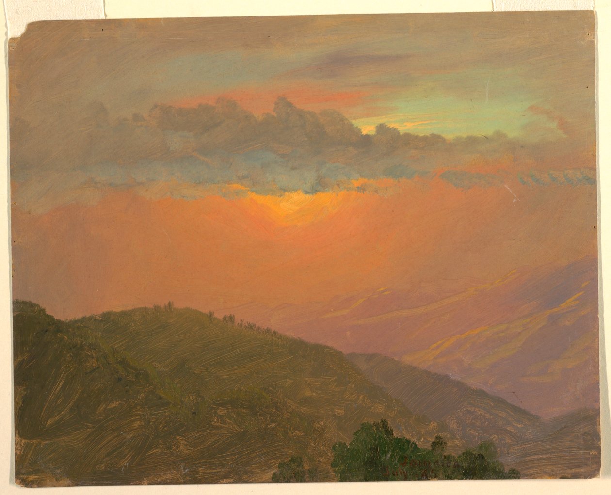 Rajz, Hilltop naplementekor, 1865. július alkotó: Frederic Edwin Church