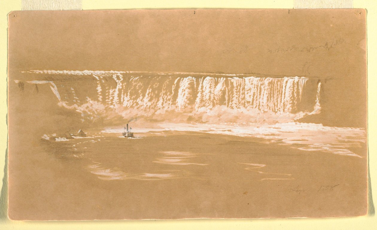 Rajz, Horseshoe Fall északról, Niagara, 1858 szeptembere alkotó: Frederic Edwin Church