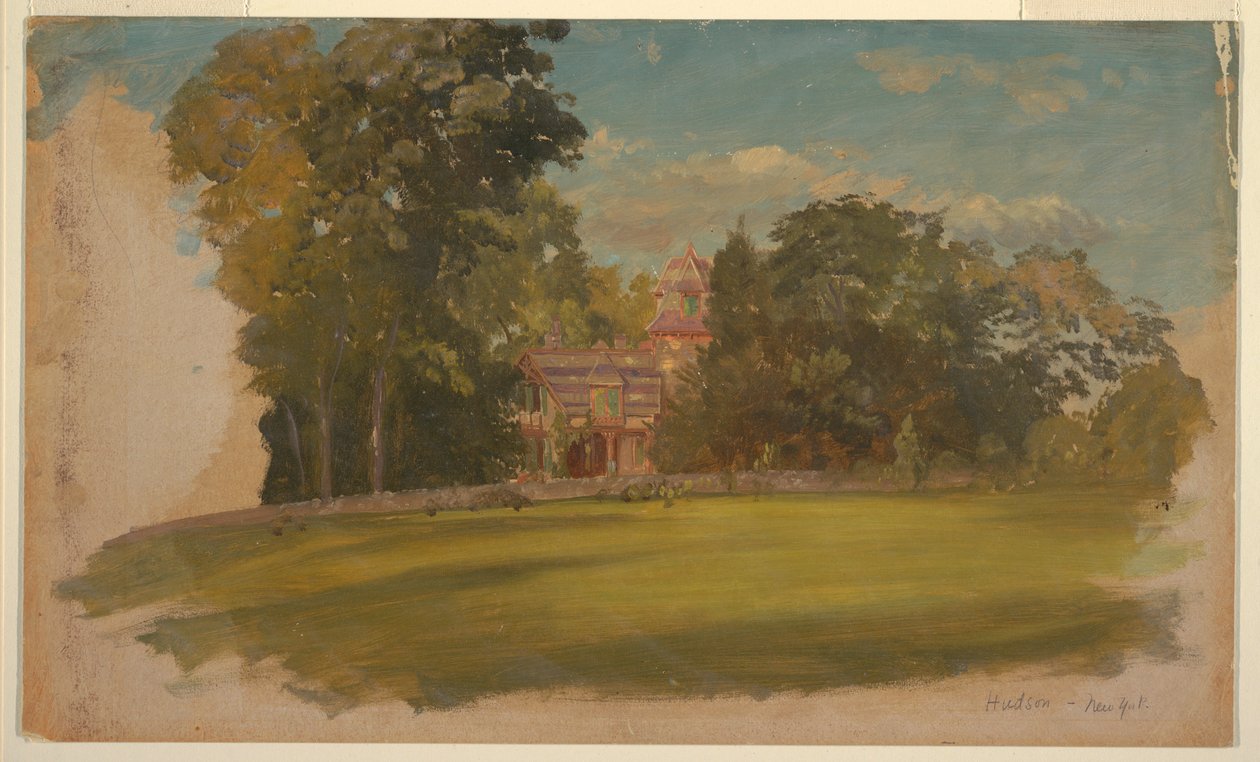 Rajz, ház Hudsonban, New York, 1885 körül. alkotó: Frederic Edwin Church