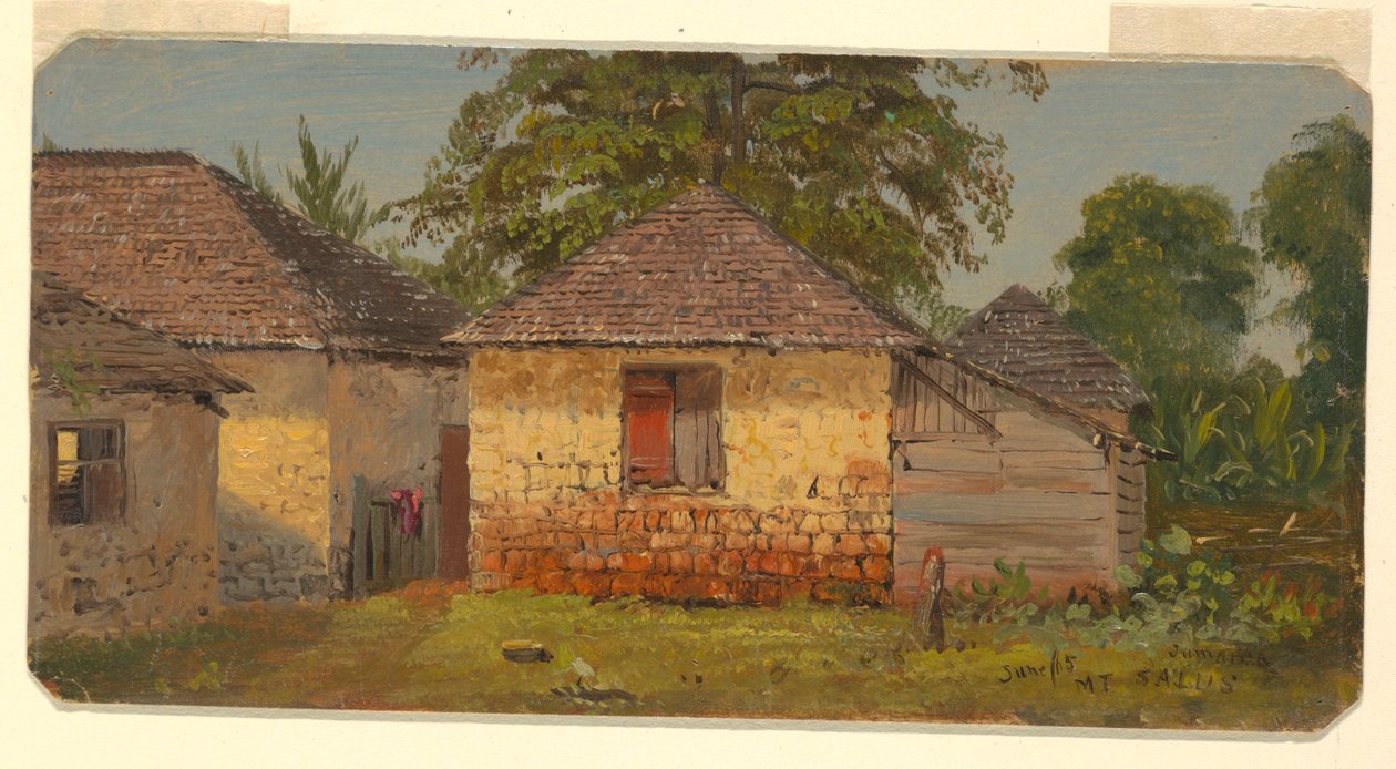Rajz, házak, "Salus hegy", 1865. június alkotó: Frederic Edwin Church