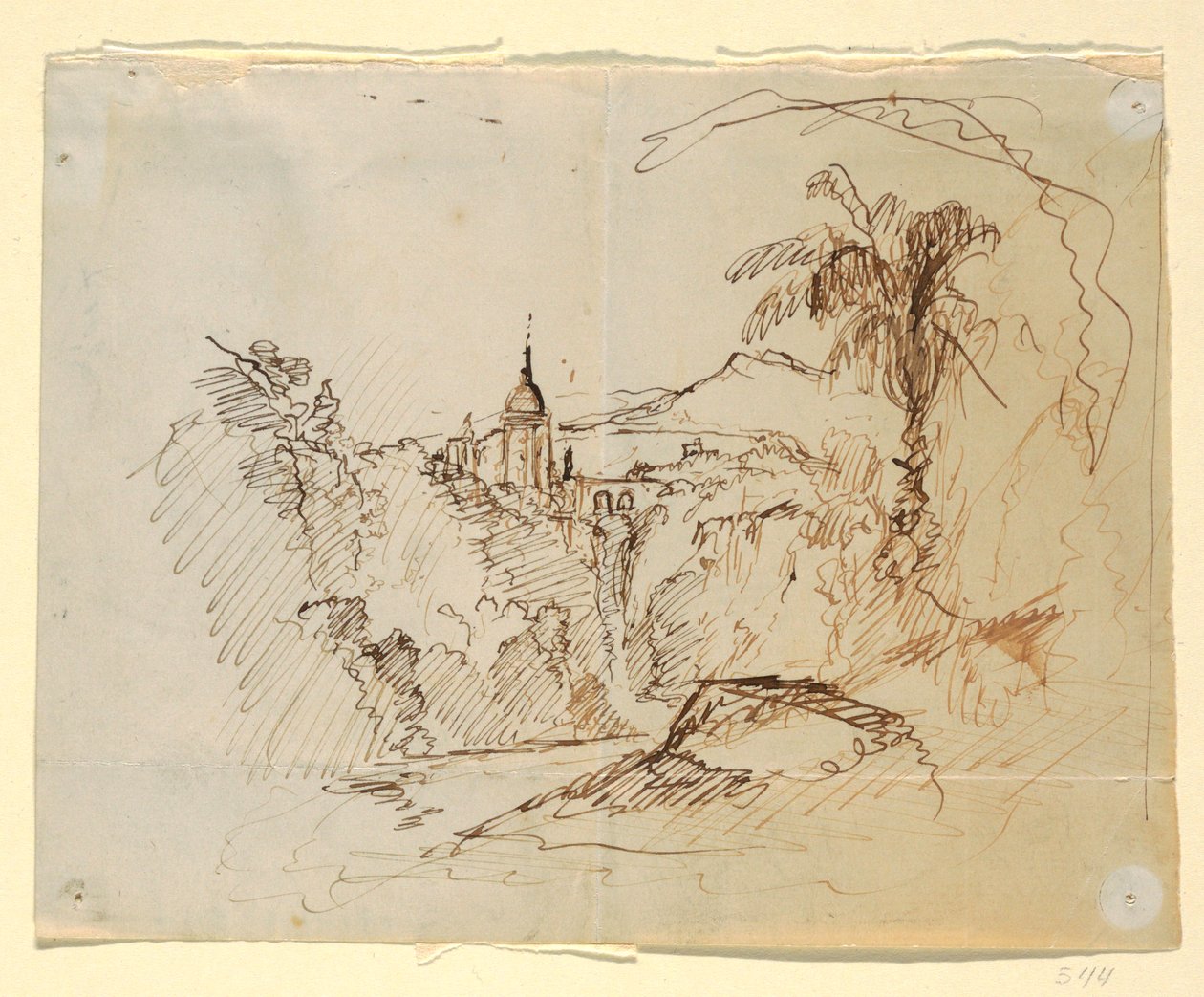 Rajz, Képzeletbeli táj, 1865-66 alkotó: Frederic Edwin Church
