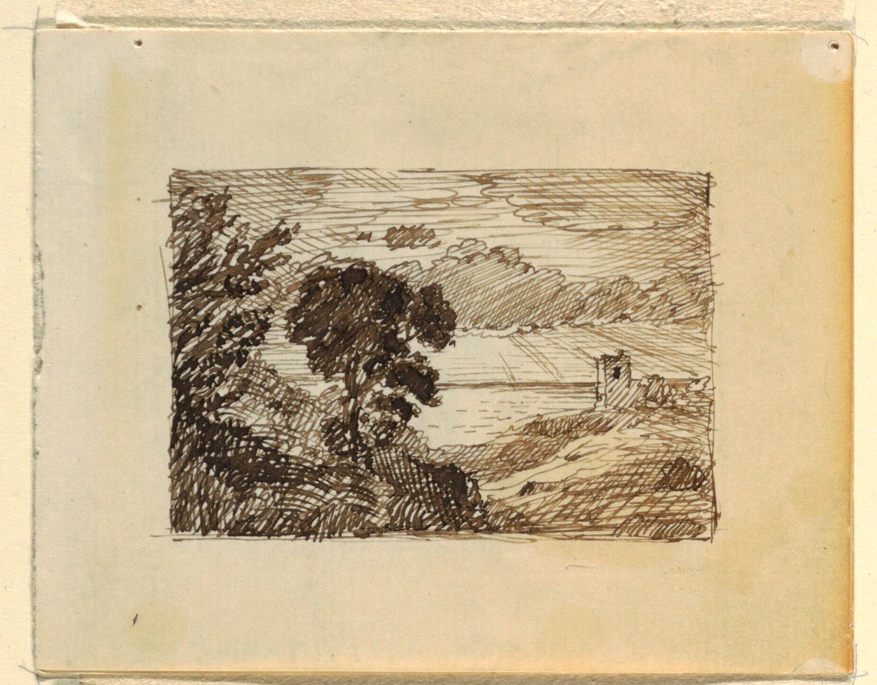 Rajz, Képzeletbeli tájkép, 1870-73 körül. alkotó: Frederic Edwin Church