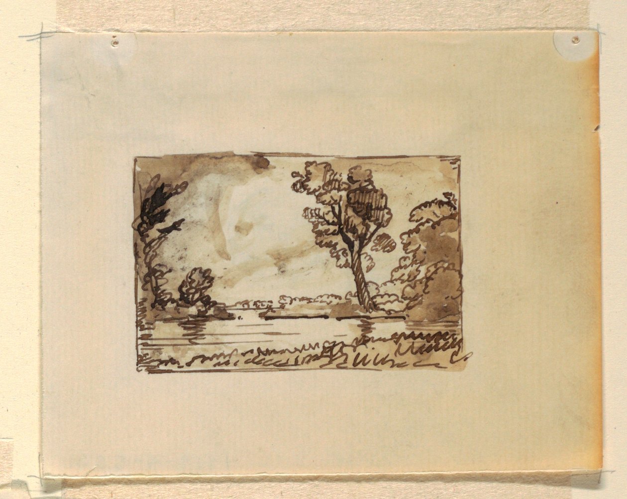 Rajz, Képzeletbeli tájkép, 1870-73 körül. alkotó: Frederic Edwin Church