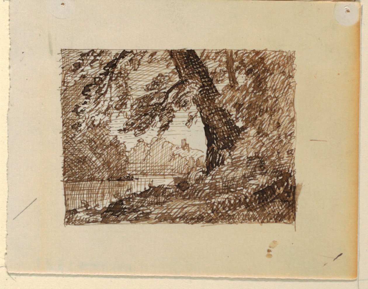 Rajz, Képzeletbeli folyami táj, 1870-73 körül. alkotó: Frederic Edwin Church