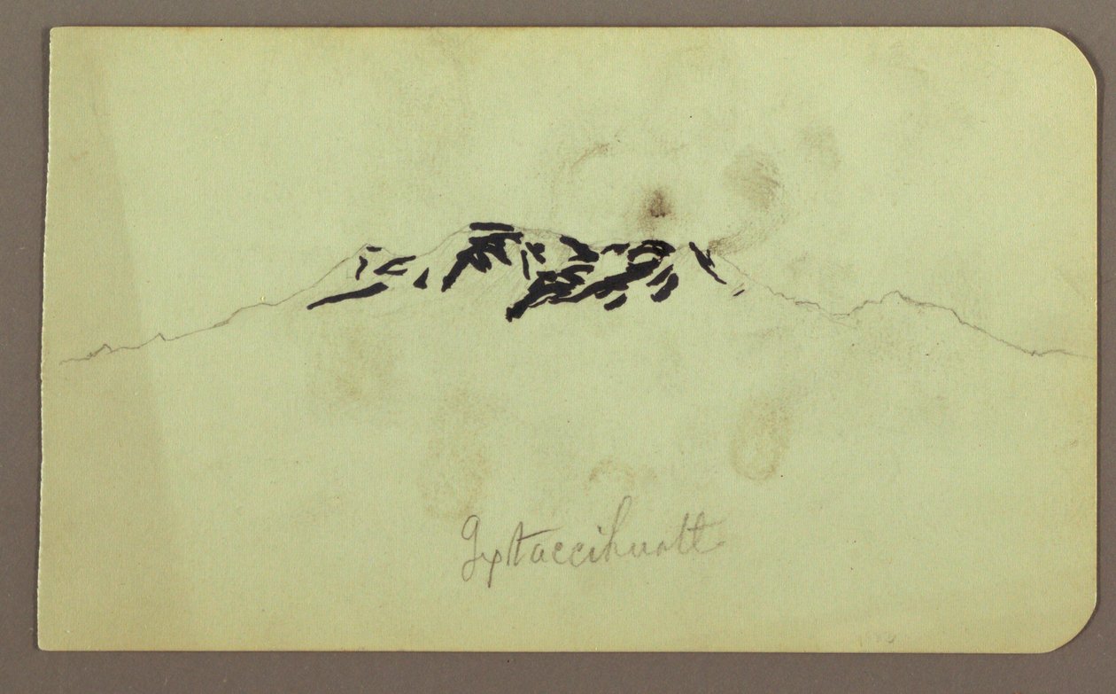 Rajz, Itaccihuatl csúcsok; hátoldal: Sütő kemence, 1883 alkotó: Frederic Edwin Church