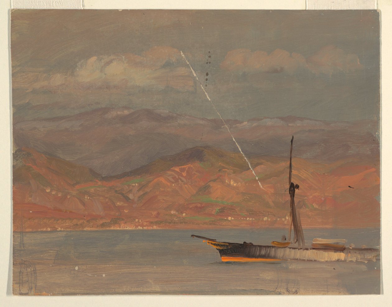 Rajz, olasz partok, a Messinai-szorosnál, 1868 júliusában alkotó: Frederic Edwin Church