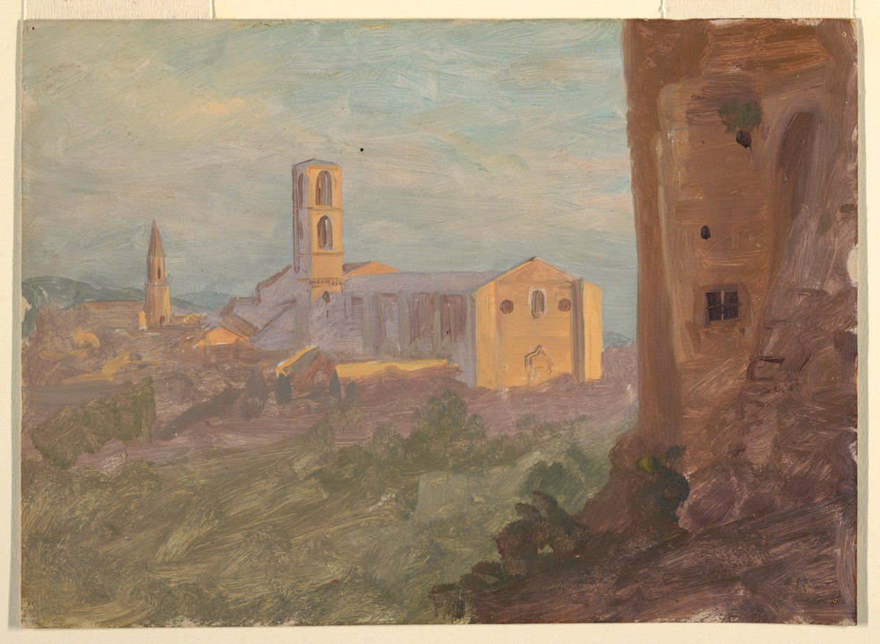 Rajz, olasz vagy svájci város, 1868 alkotó: Frederic Edwin Church