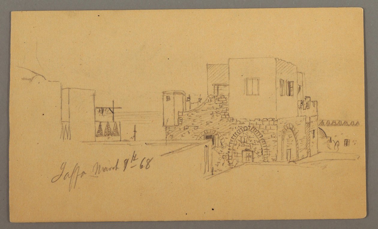 Rajz, Jaffa utcasarok, Palesztina [Tel Aviv, Izrael], 1868. március 9. alkotó: Frederic Edwin Church