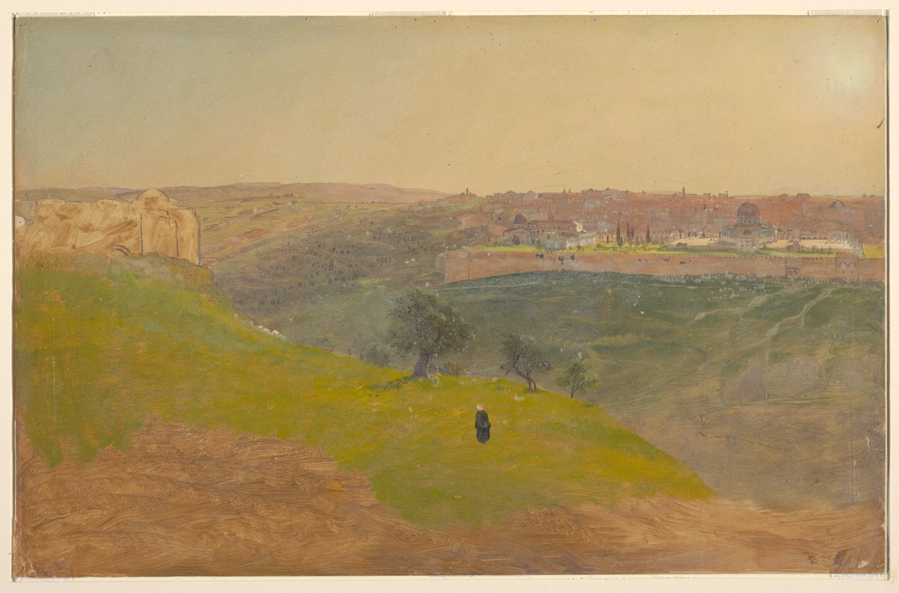 Rajz, Jeruzsálem az Olajfák hegyéről, 1868. március alkotó: Frederic Edwin Church