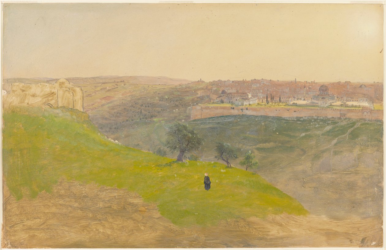 Rajz, Jeruzsálem az Olajfák hegyéről, 1868. március alkotó: Frederic Edwin Church