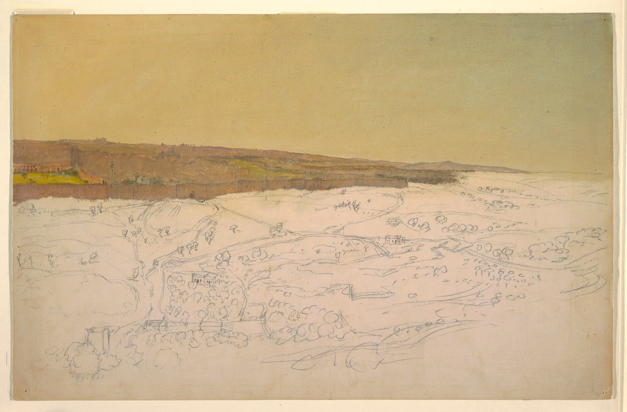 Rajz, Jeruzsálem, általános nézet, április (), 1868 alkotó: Frederic Edwin Church