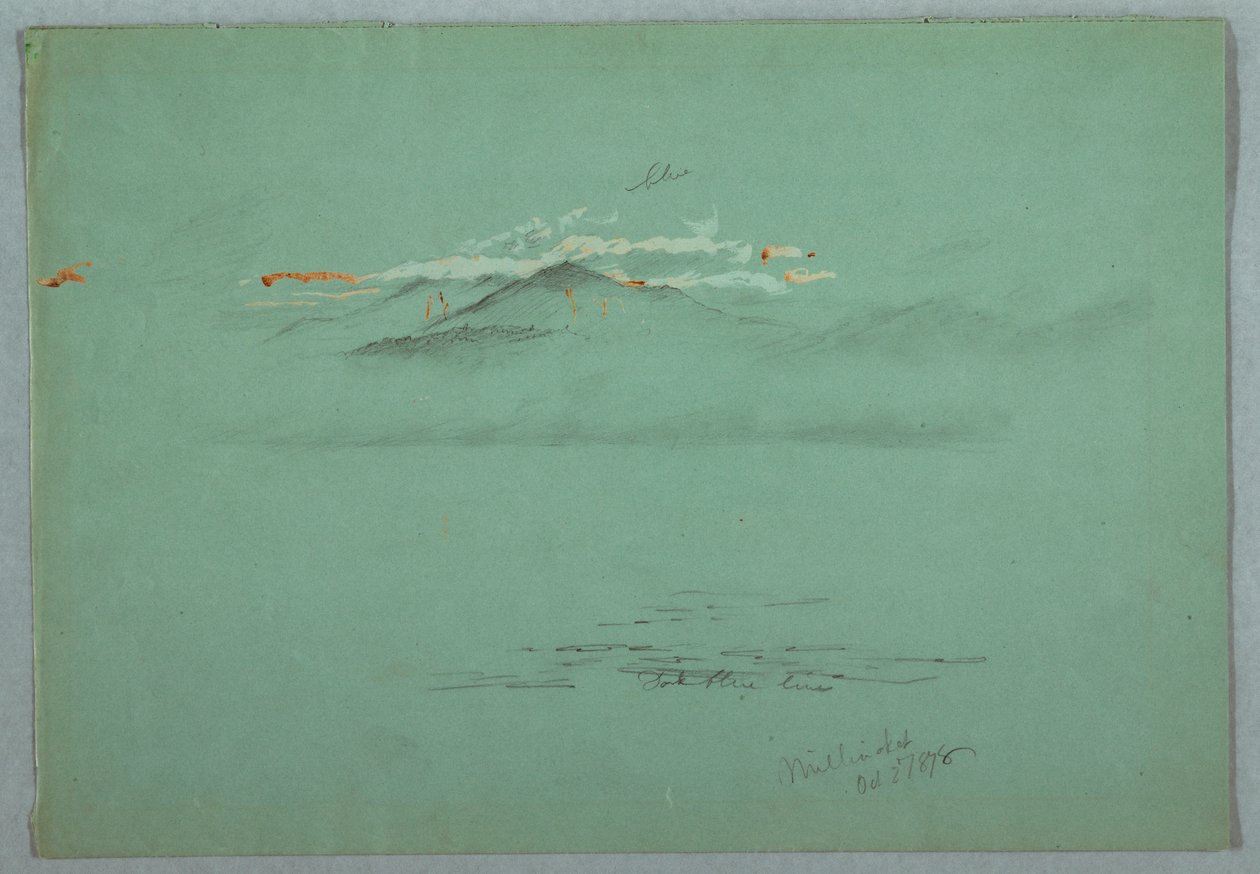 Rajz, Millinoket-tó és a Katahdin-hegy, 1878 alkotó: Frederic Edwin Church