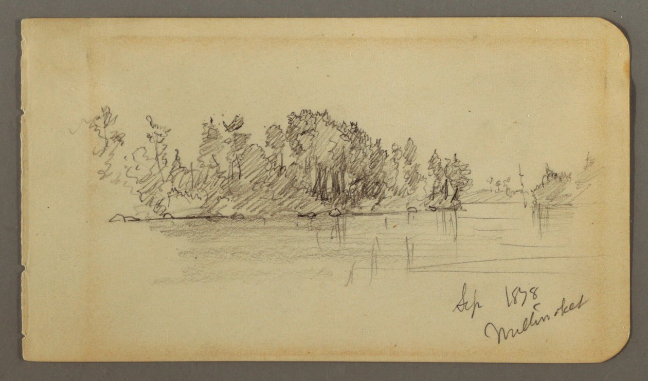 Rajz, Tó és erdős part, 1878 alkotó: Frederic Edwin Church