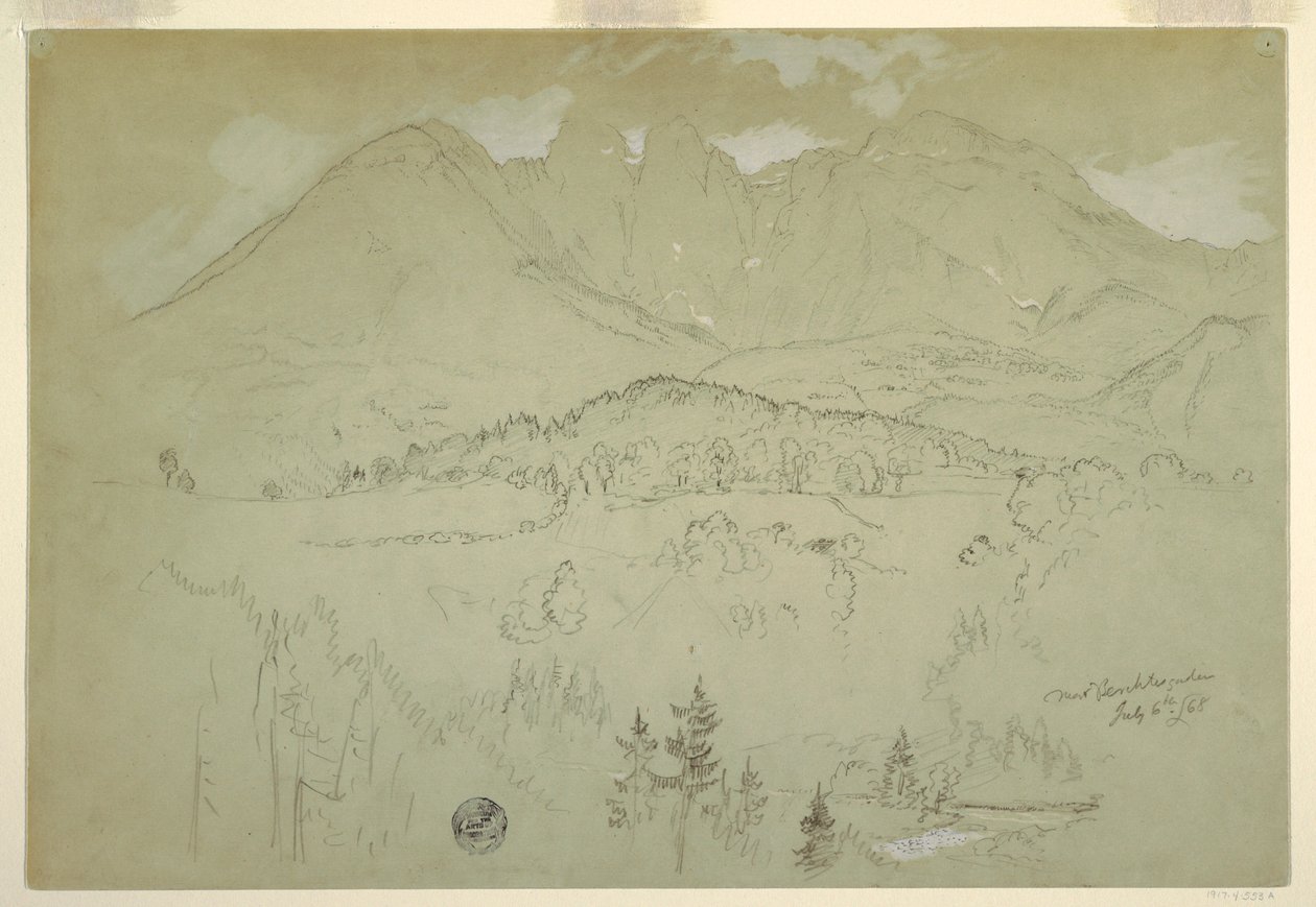 Rajz, Tájkép, Berchtesgaden, Bajorország, 1868. július 6. alkotó: Frederic Edwin Church