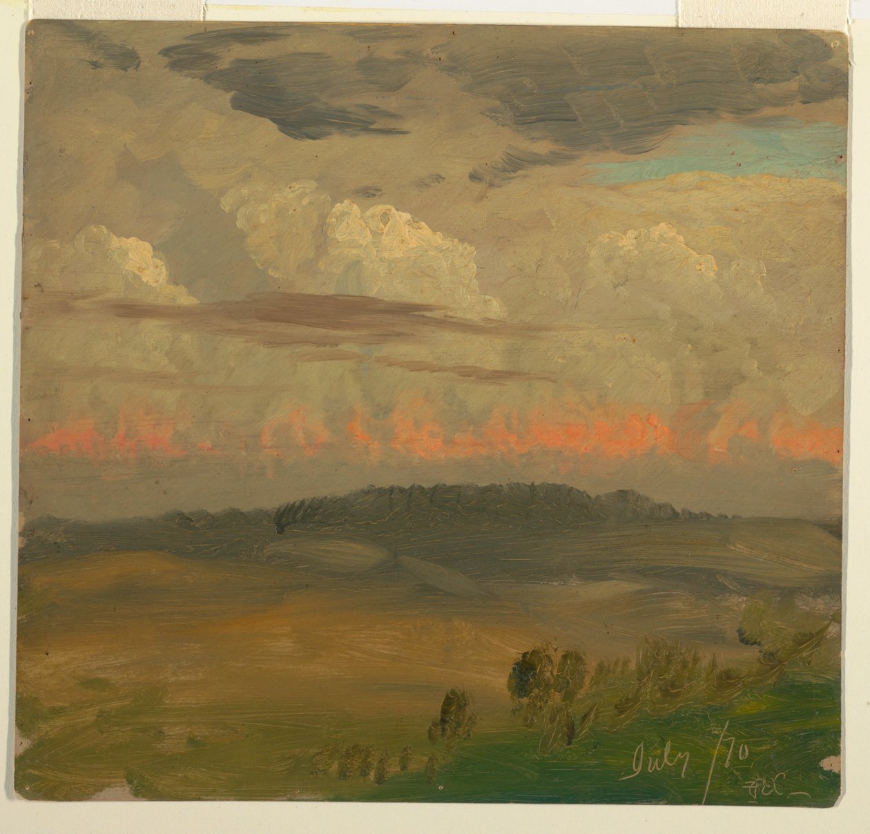 Rajz, Tájkép, Hudson-völgy, 1870. július alkotó: Frederic Edwin Church