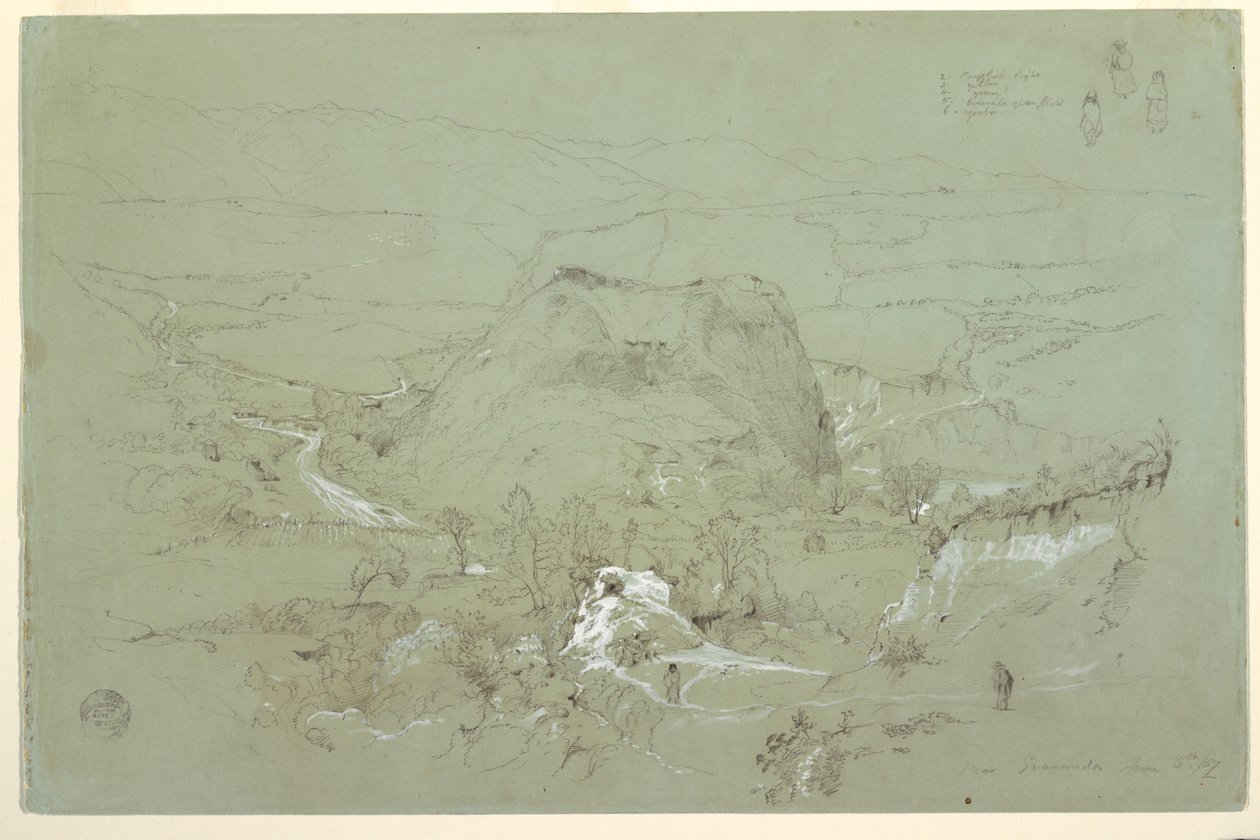 Rajz, Tájkép Guaranda közelében, Ecuador, 1857. június 5. alkotó: Frederic Edwin Church