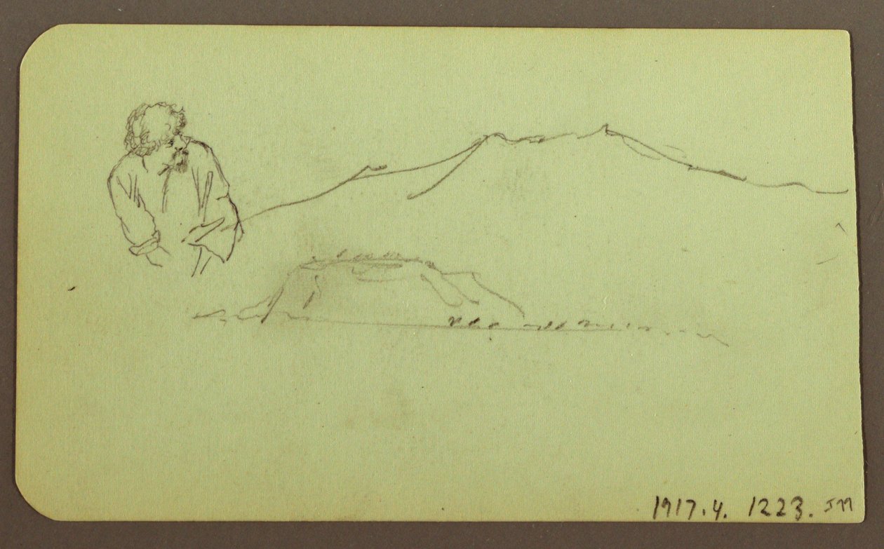 Rajz, tájkép; hátoldal: alak, tájkép, 1883 alkotó: Frederic Edwin Church