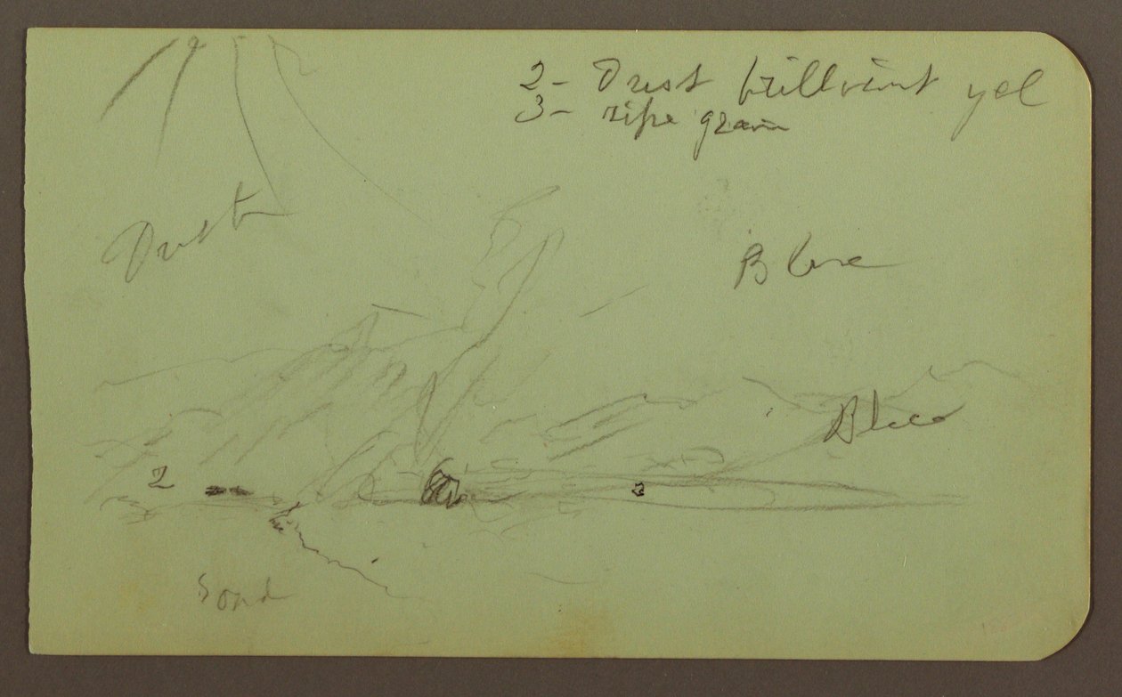 Rajz, tájkép; hátoldal: Hegyoldal, 1883 alkotó: Frederic Edwin Church