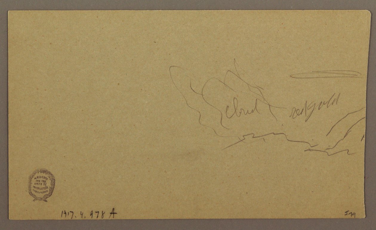 Rajz, tájkép; hátoldal: Égbolt, 1865. augusztus alkotó: Frederic Edwin Church