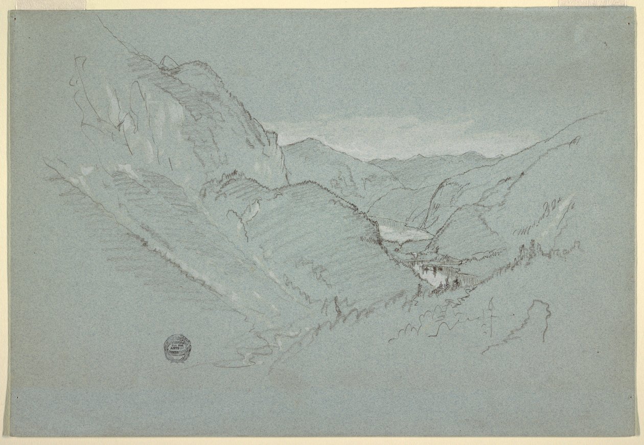 Rajz, Tájkép az Alpokból, 1868. augusztus-szeptember, augusztus-szeptember alkotó: Frederic Edwin Church