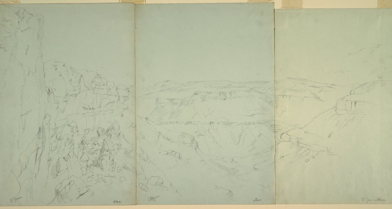 Rajz, Tájkép El Yemanban, 1868 alkotó: Frederic Edwin Church