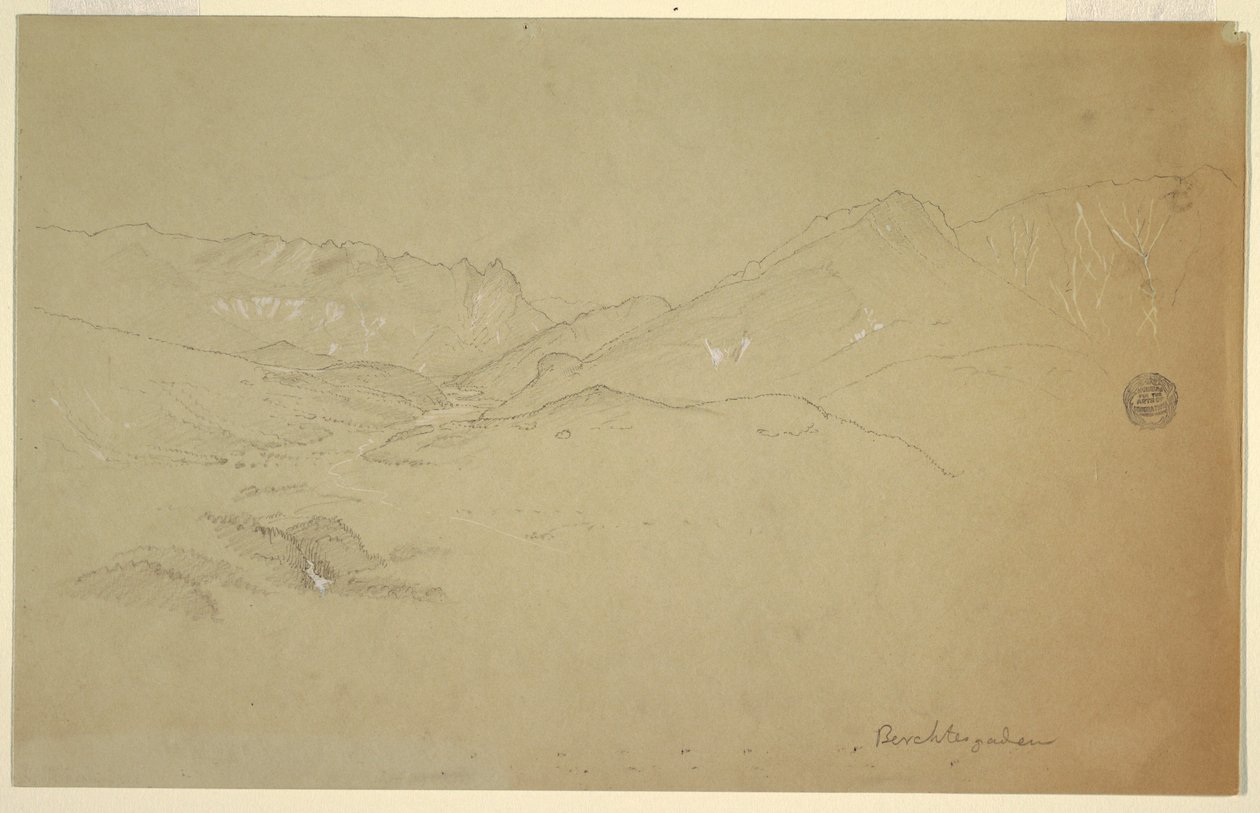 Rajz, Tájkép Berchtesgaden mellett, 1868. június-július, június - július alkotó: Frederic Edwin Church