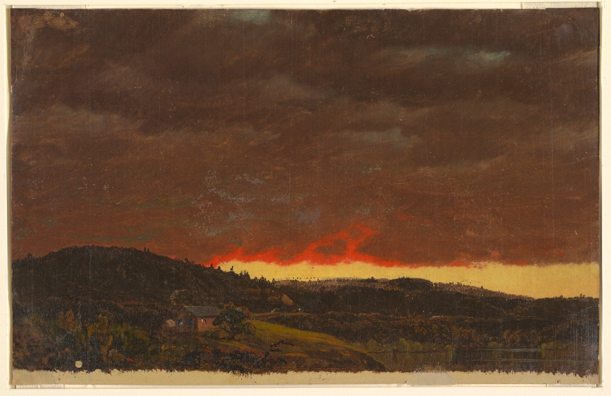 Rajz, tájkép, naplemente, 1845 körül alkotó: Frederic Edwin Church