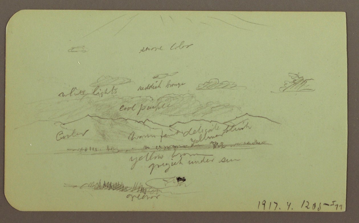 Rajz, Tájkép templommal; hátoldal: Tájkép, 1883 alkotó: Frederic Edwin Church