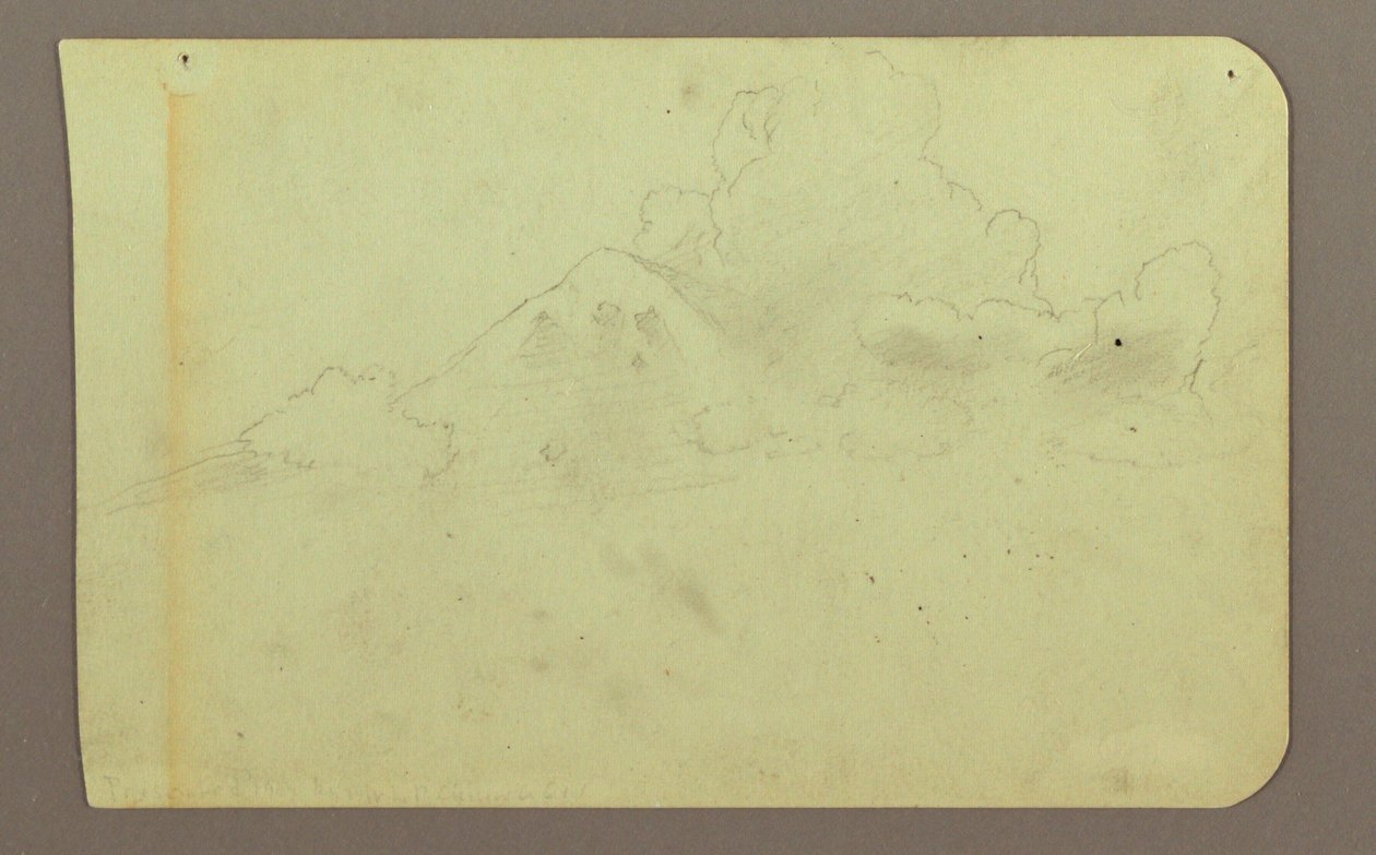 Rajz, Tájkép felhőkkel; hátoldalon: Hegy, 1883 alkotó: Frederic Edwin Church