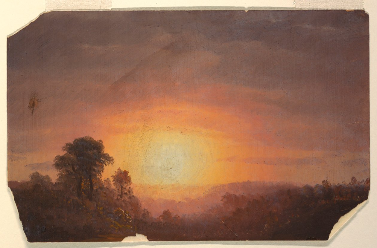 Rajz, Tájkép naplementével, 1860-70 alkotó: Frederic Edwin Church