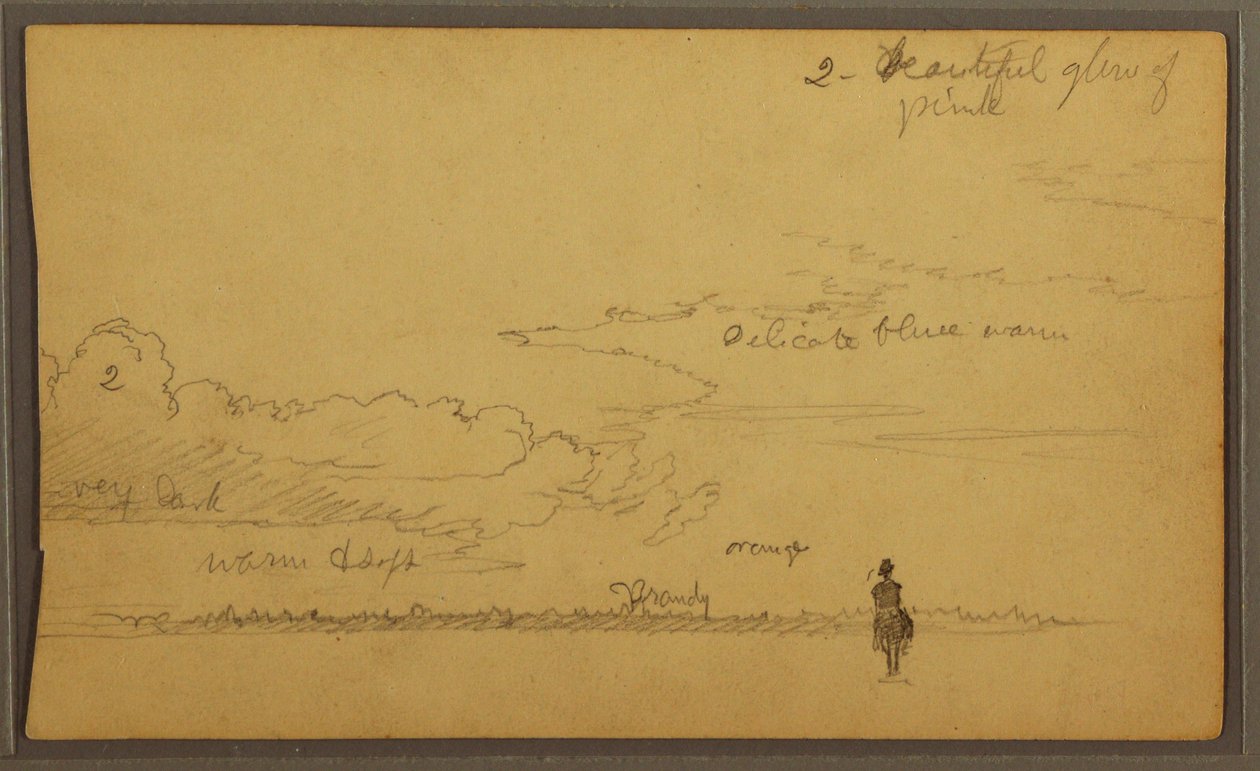 Rajz, Tájkép alakkal, 1857 alkotó: Frederic Edwin Church