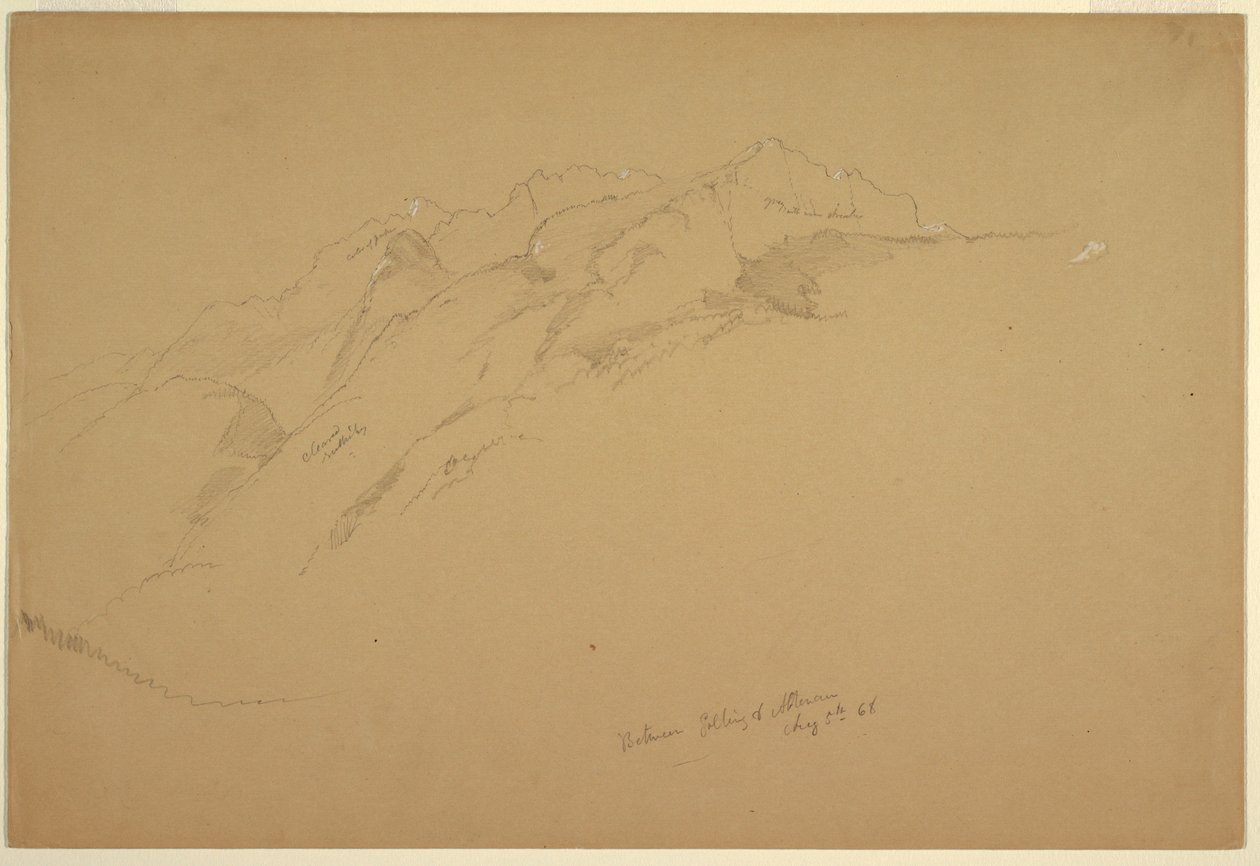 Rajz, Tájképek Golling és Abtenau között, 1868. augusztus 5. alkotó: Frederic Edwin Church
