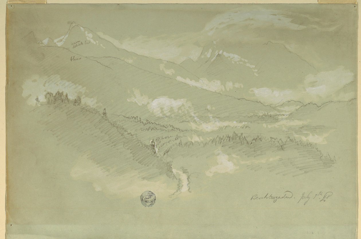Rajz, Tájképek, Berchtesgaden környéke, 1868 alkotó: Frederic Edwin Church