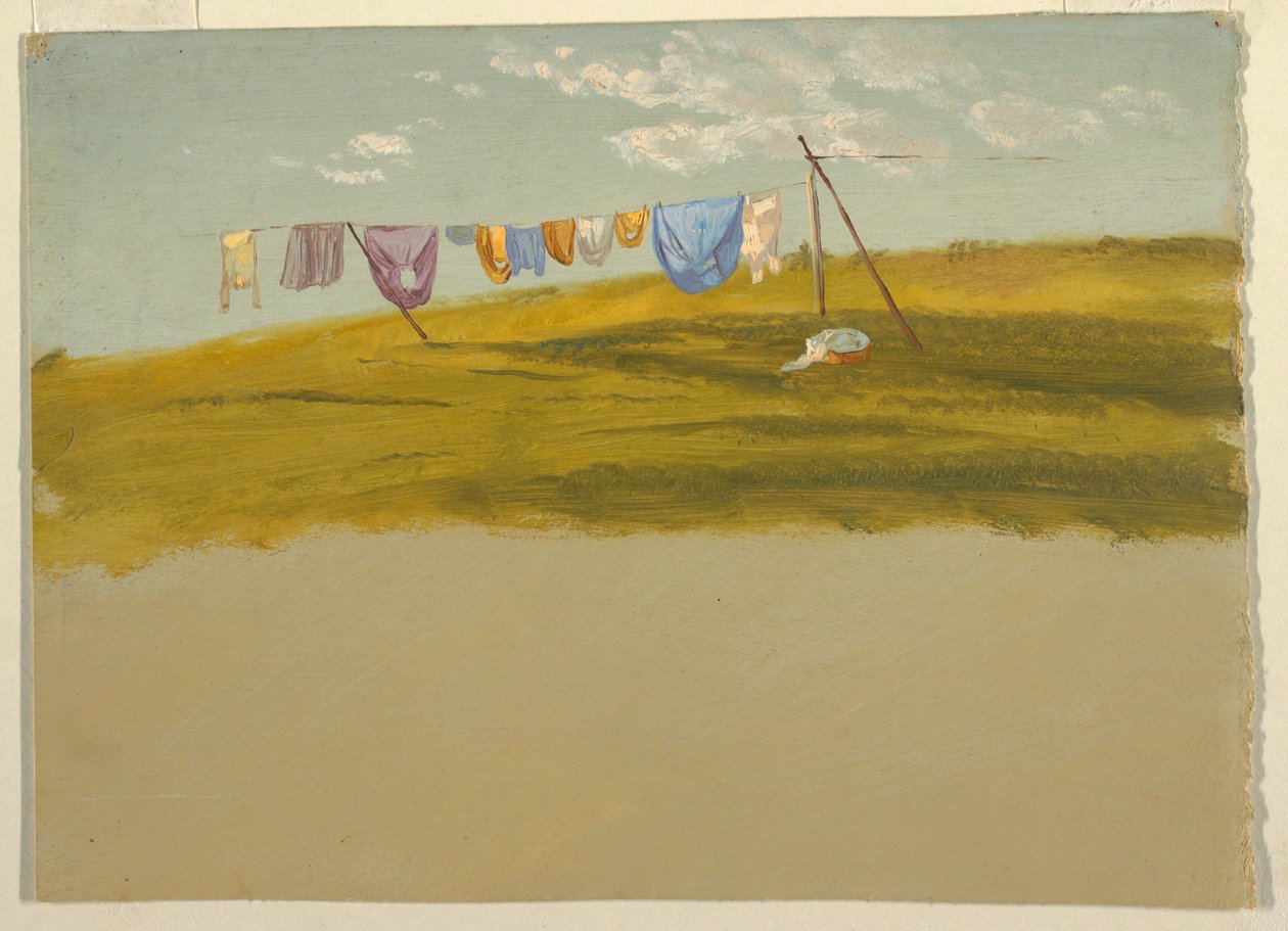 Rajz, száradni kiteregetett szennyes, 1865-75 körüli évek alkotó: Frederic Edwin Church