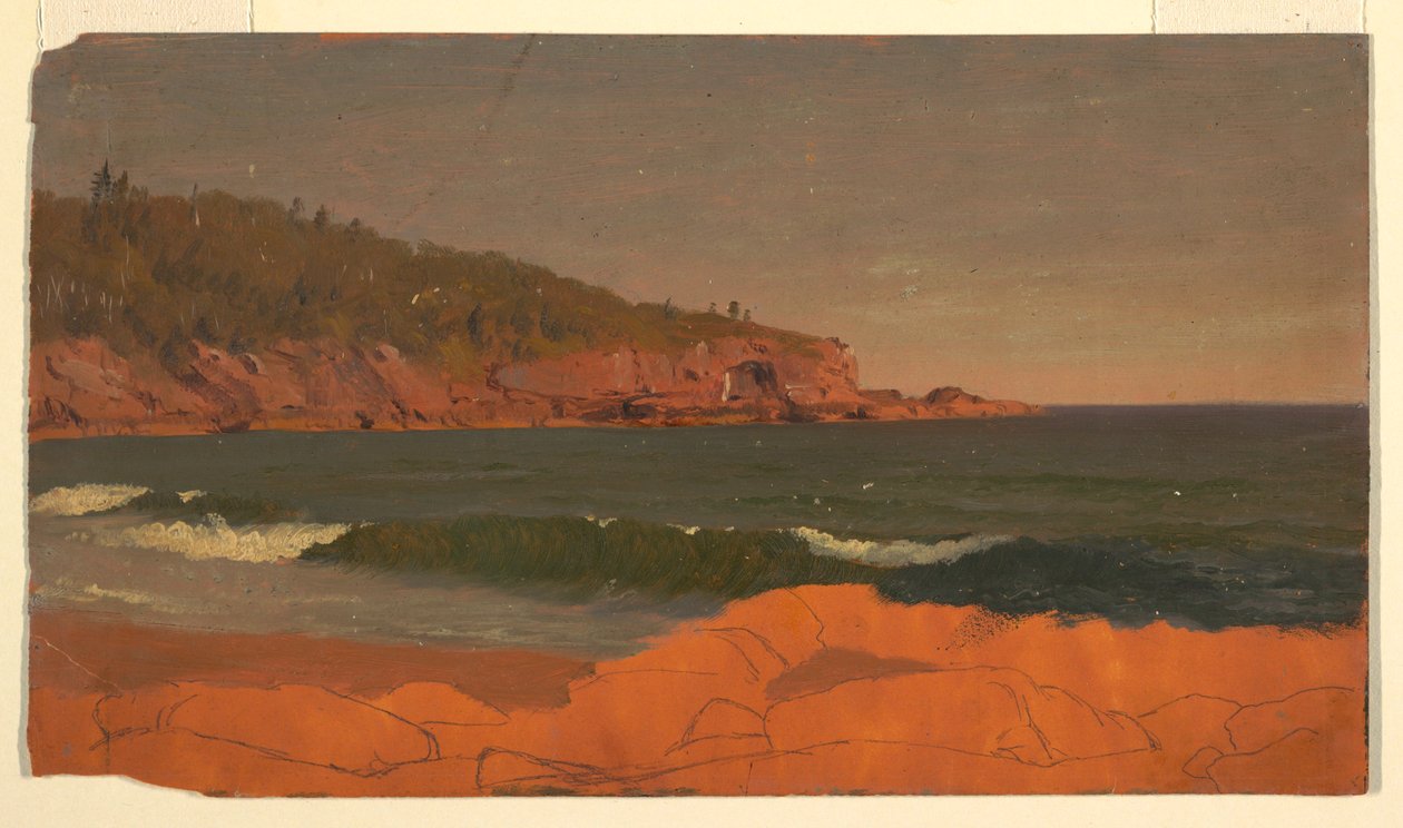 Rajz, Maine partja, 1850 körül alkotó: Frederic Edwin Church