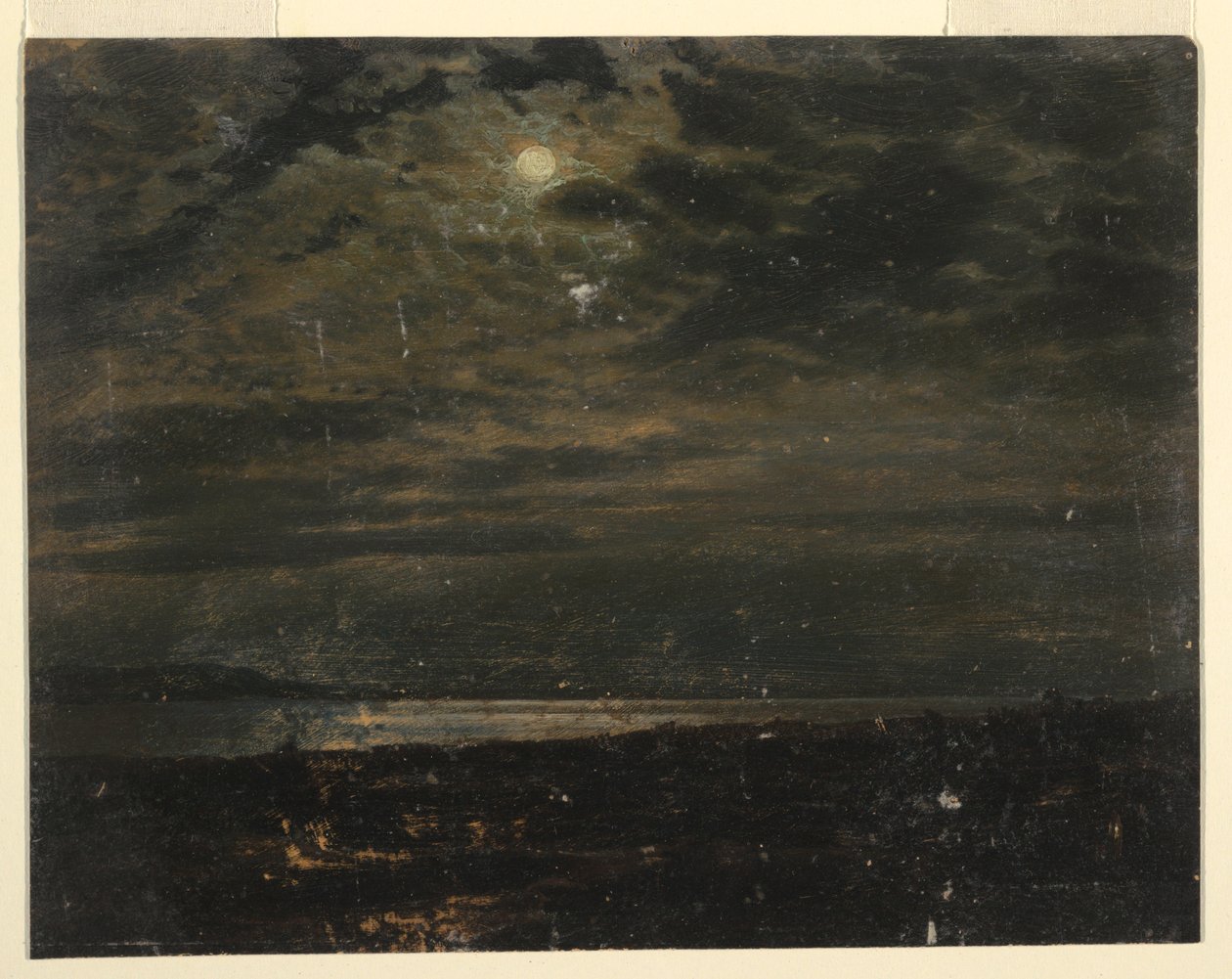 Rajz, Maine partja  holdfény, 1845-55 alkotó: Frederic Edwin Church