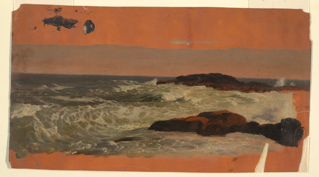 Rajz, Maine partja, szörfözés, 1850 körül alkotó: Frederic Edwin Church