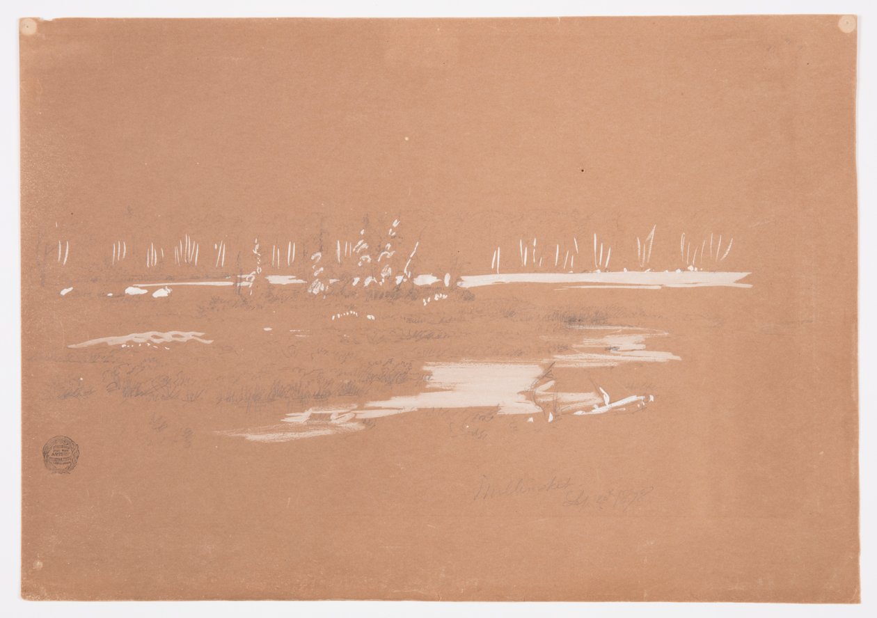 Rajz, Mocsaras táj Millinocket közelében, 1878. szeptember 20. alkotó: Frederic Edwin Church