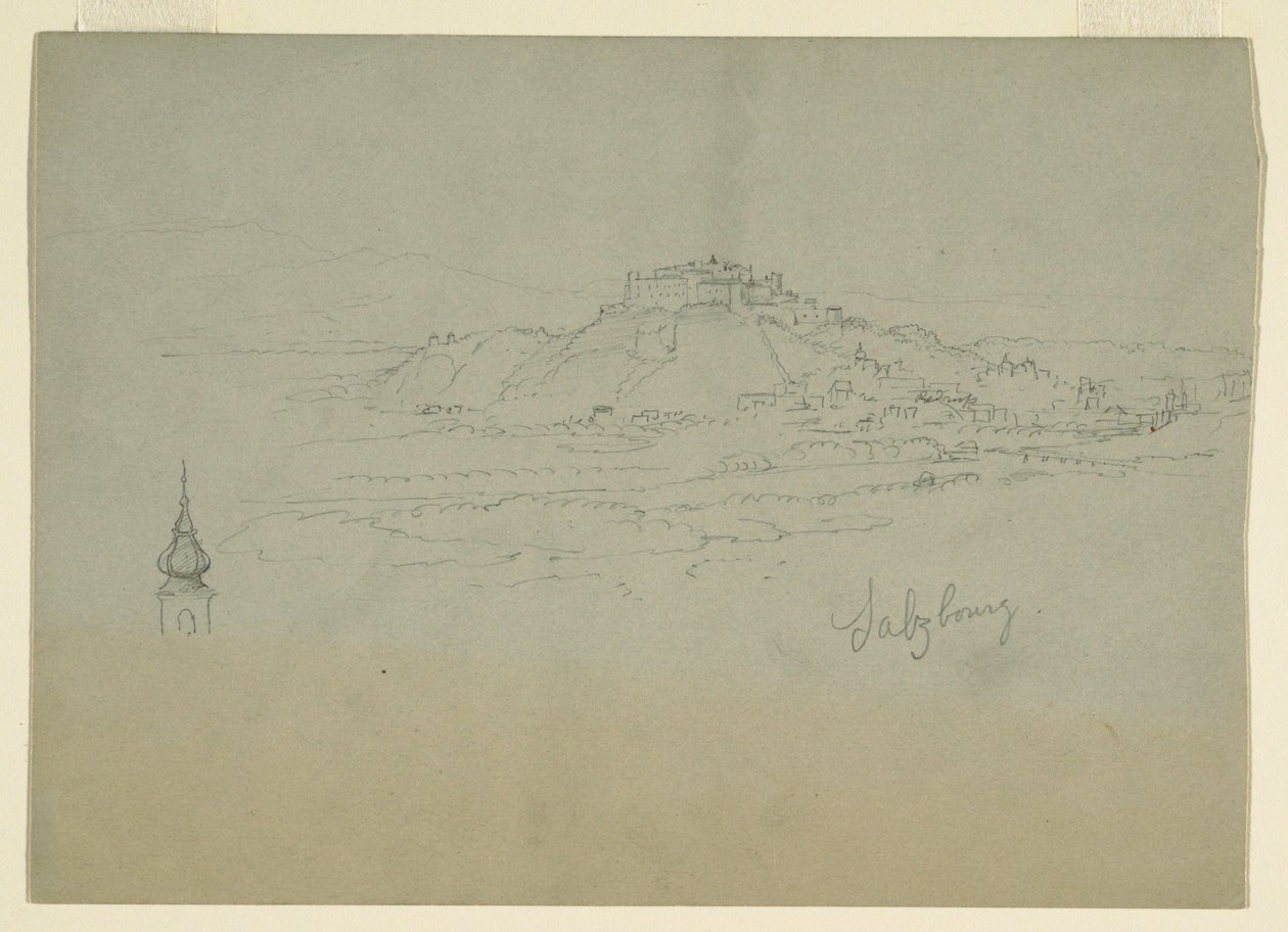 Rajz, Város motívum hegyvidéki városból, 1868 alkotó: Frederic Edwin Church