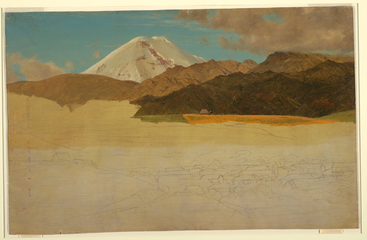 Rajz, Chimborazo hegy és Guaranda, Ecuador, 1857. május vagy június alkotó: Frederic Edwin Church