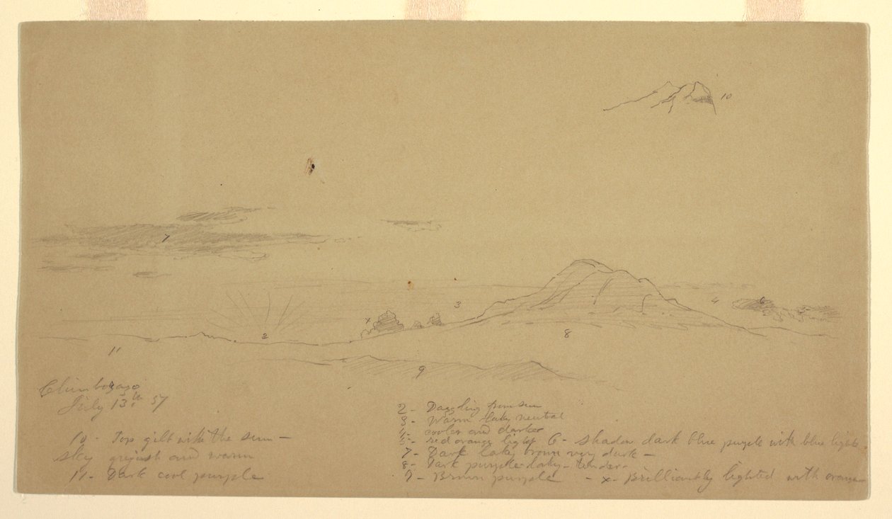 Rajz, Chimborazo hegy naplementében, 1857 alkotó: Frederic Edwin Church