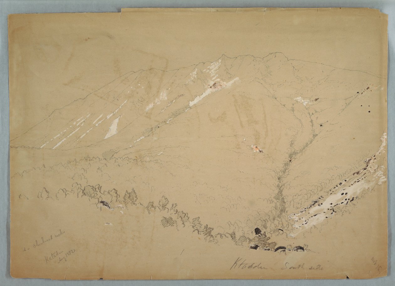 Rajz, a Katahdin-hegy délről, 1852. augusztus 1852. alkotó: Frederic Edwin Church