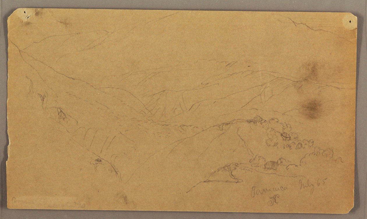 Rajz, Hegyi táj, Jamaica, Nyugat-India., 1865. július alkotó: Frederic Edwin Church