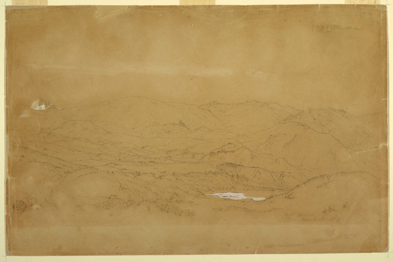 Rajz, Hegyi táj Guanojo és Guaranda közelében, Ecuador, 1857. június 10. alkotó: Frederic Edwin Church