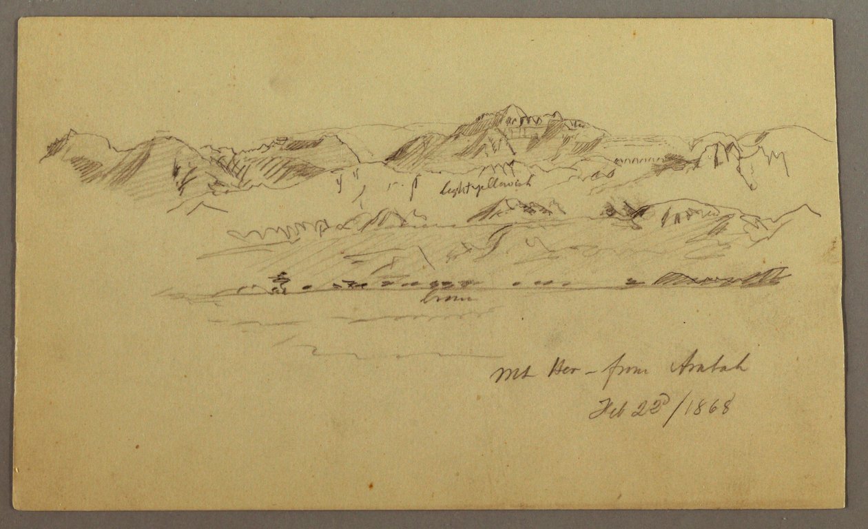 Rajz, Hegycsúcsok, 1868. február 22. alkotó: Frederic Edwin Church