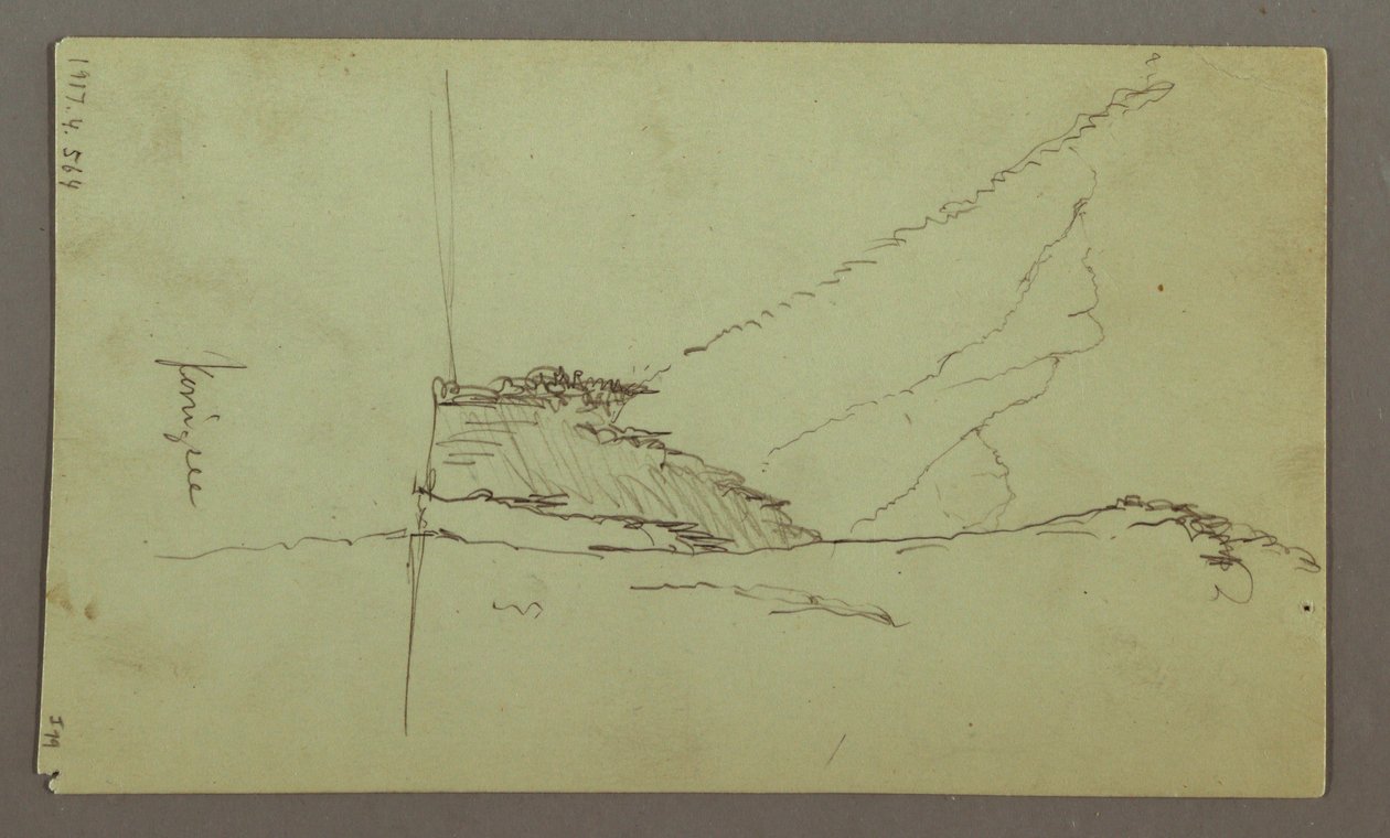 Rajz, Hegycsúcsok, folyó, 1868. július alkotó: Frederic Edwin Church