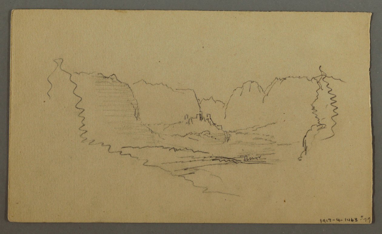 Rajz, Hegycsúcsok, útszéli kegyhely, 1868. augusztus alkotó: Frederic Edwin Church