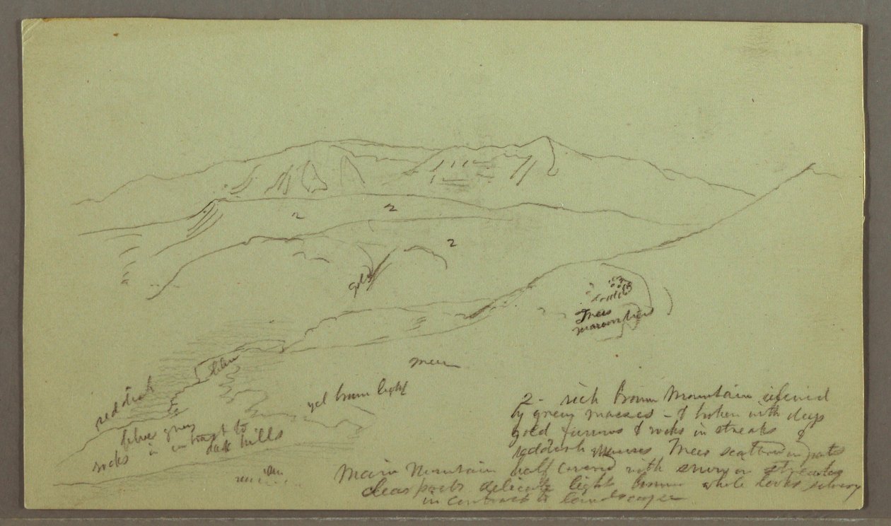 Rajz, hegyvidék, május, valószínűleg 1868 alkotó: Frederic Edwin Church