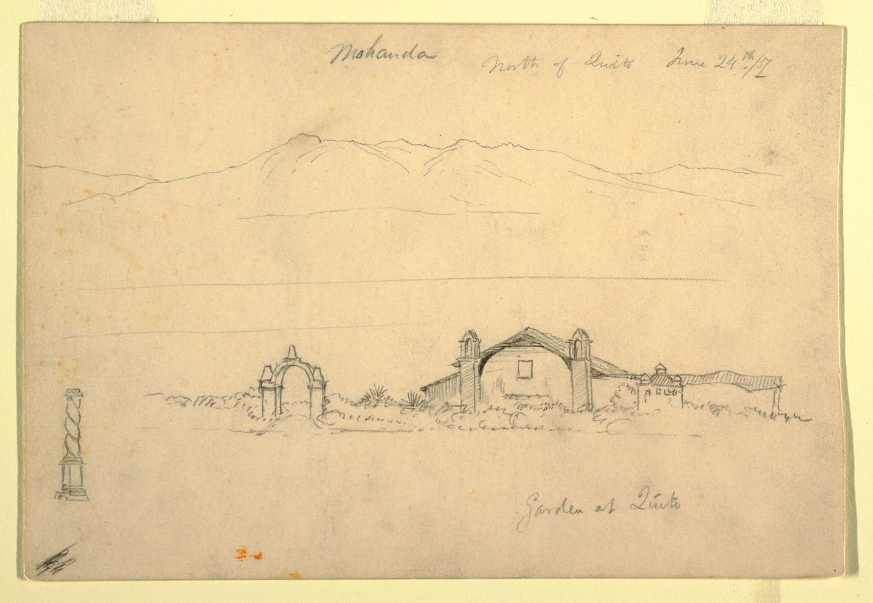 Rajz, hegyvonulat a Mohandával, Quitótól északra (), 1857. június 24. alkotó: Frederic Edwin Church